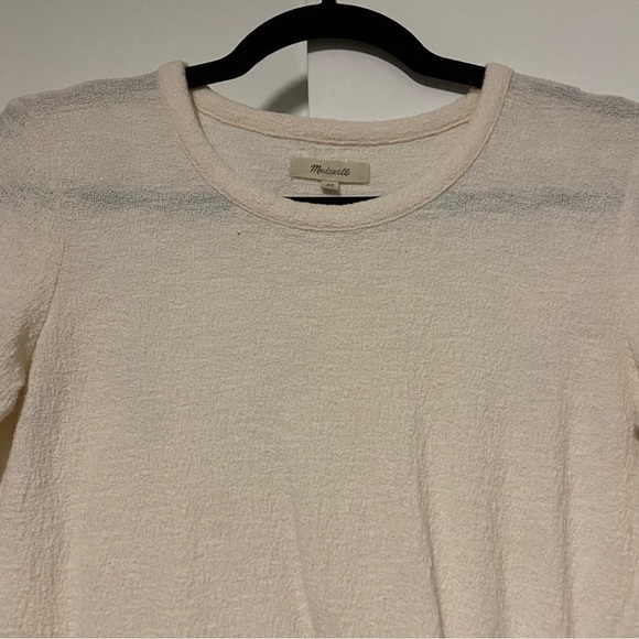 Madewell Ivory soundcheck side tie long sleeve textured Top Size XS - Picture 4 of 8